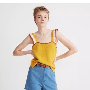 Madewell crochet ruffle strap sweater tank